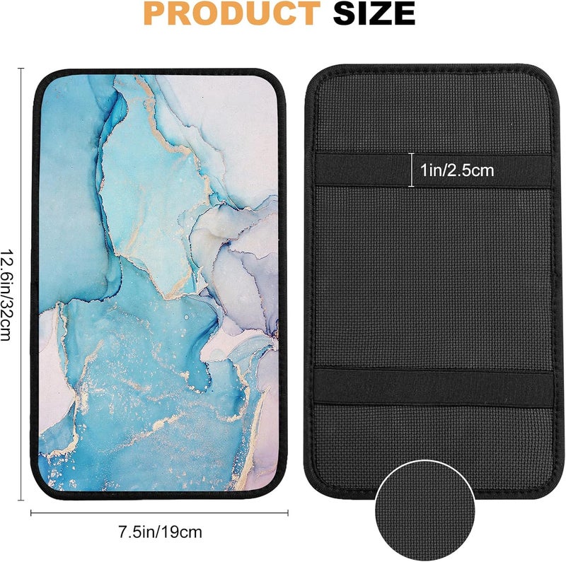 Adastrah Blue Marble Auto Center Console Pad,Car Armrest Pad Car Armrest Seat Box Cover Protector for Most Cars - Image 3